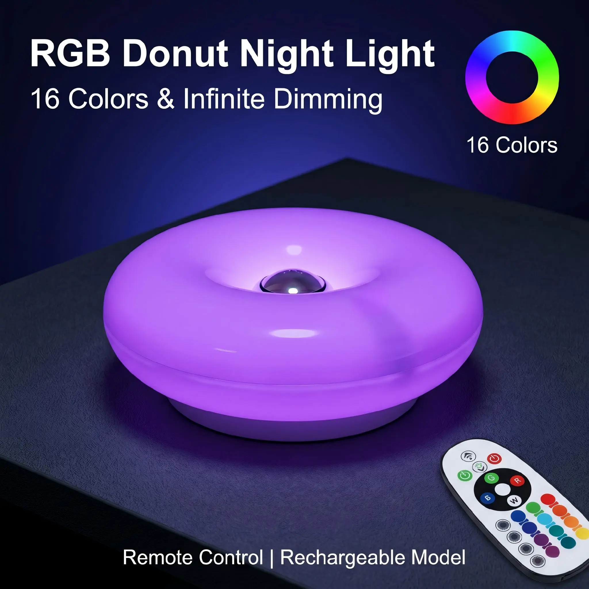 RGB Donut Lamp,Plug-in Bedside - Ambient Lighting Decor For Room ulasan dan harga