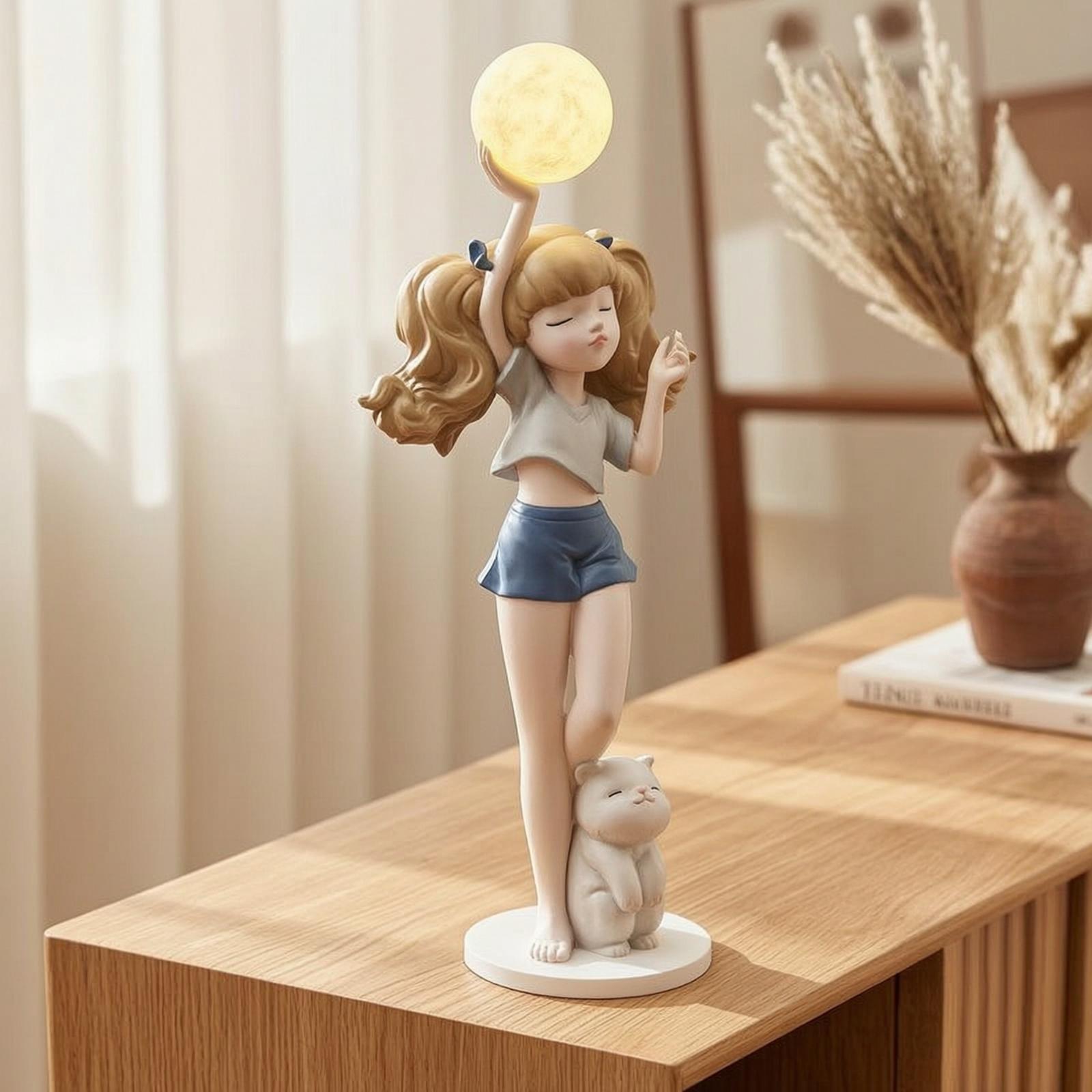 Elegant Girl Figurine Lamp wit - Ambient Lighting Decor For Room ulasan dan harga