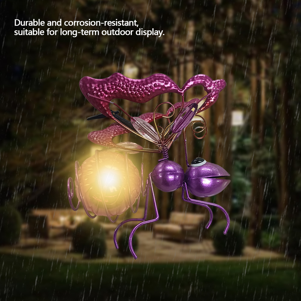 Solar Iron Insect Statue With  - Lighting Bug Decor ulasan dan harga
