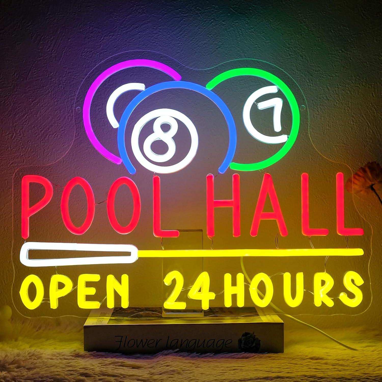 Pool Hall Open 24 Hours Neon S - Decor Lighting Opening Hours ulasan dan harga