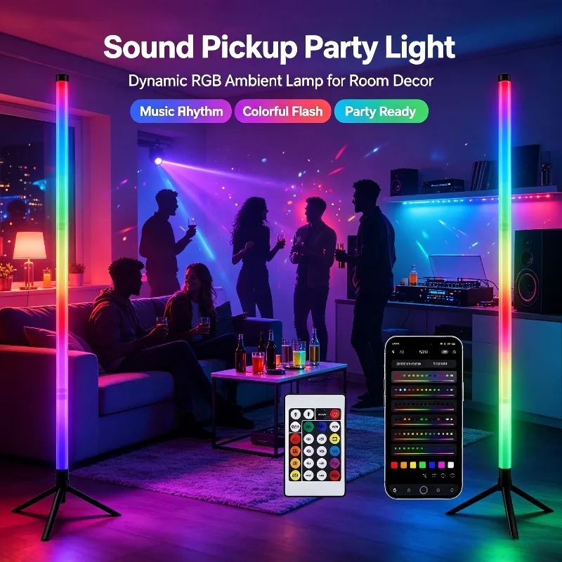 2PCS 120CM RGB Floor Lamp, Sou - Lighting Decor For Home ulasan dan harga