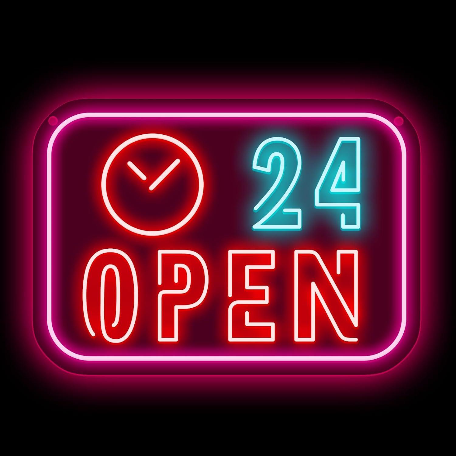 Clock 24 Hours Open Neon Sign  - Decor Lighting Opening Hours ulasan dan harga